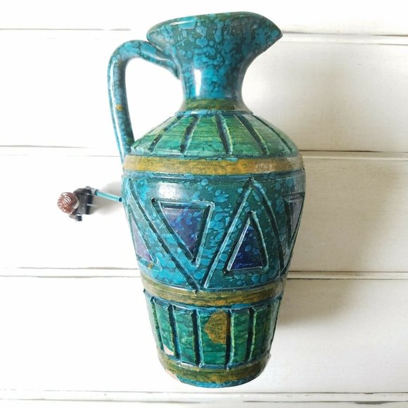 Italian Florentine Pitcher Vase w/ Lava Glaze, Bitossi Era Mid Century - Picture 7 of 12